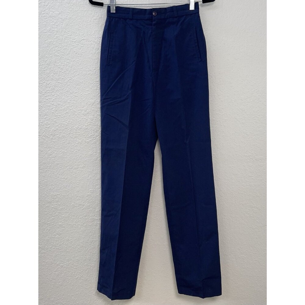 VTG CASUAL CORNER Womens SIZE 9 (26"x31") Navy High-Rise Flat Front CHINOS Pants